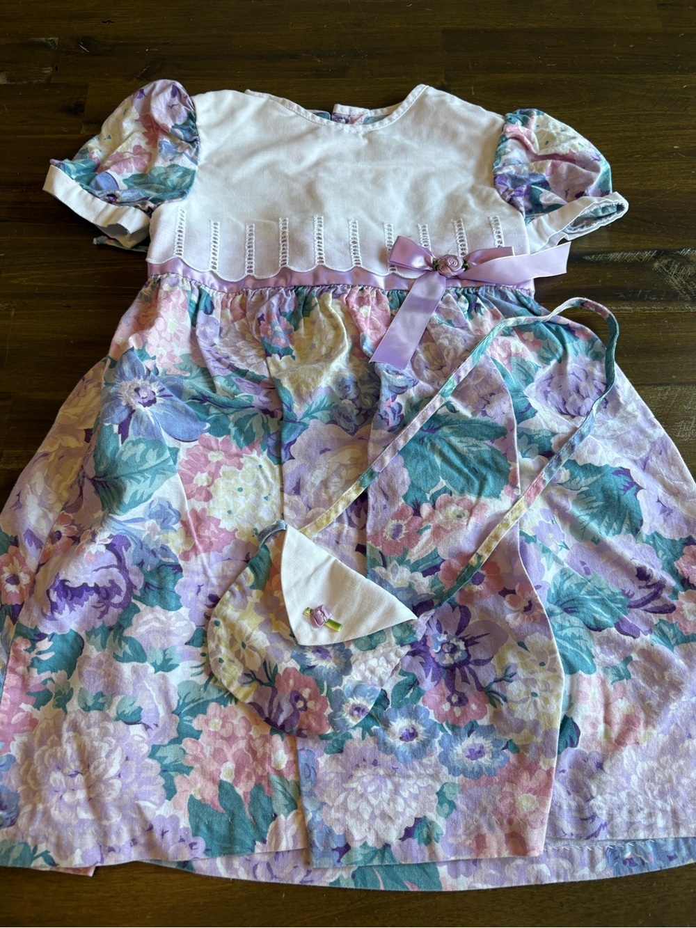 Vintage Girls Dress Floral Purple Evy Matching Purse Girly 90’s Kidcore Girly 6